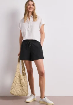 Mid Waist shorts van neteldoek