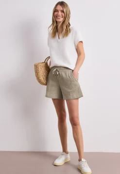 Mid Waist shorts van neteldoek