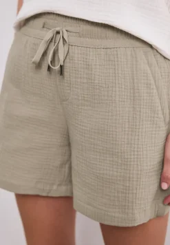 Mid Waist shorts van neteldoek