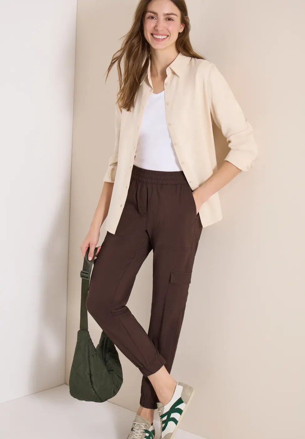 Mid Waist Slim Legs broek in cargo-look