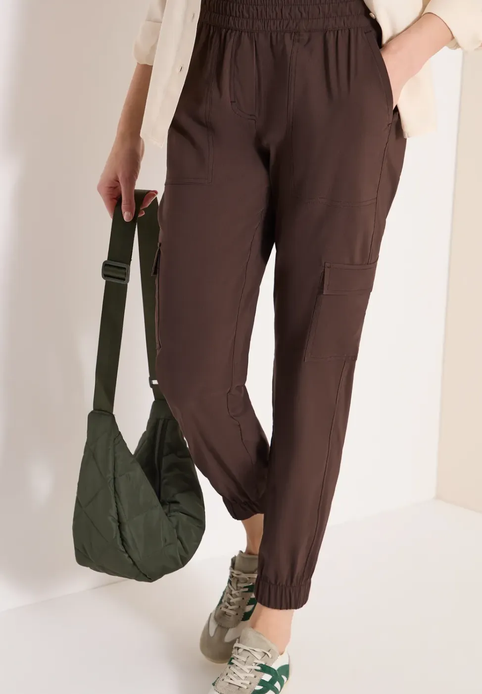 Mid Waist Slim Legs broek in cargo-look