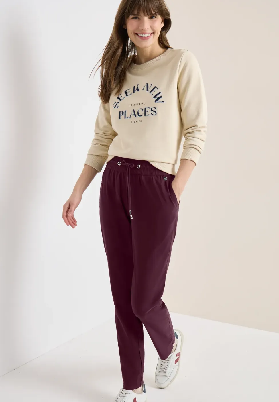 Mid Waist Slim Legs broek in casual fit