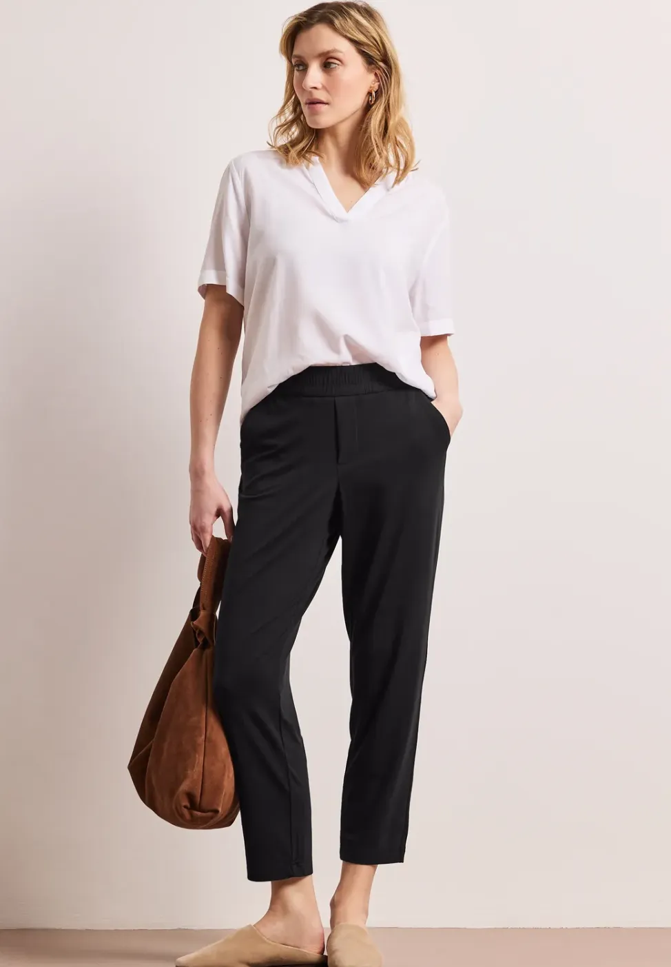 Mid Waist Slim Legs broek in Loose Fit