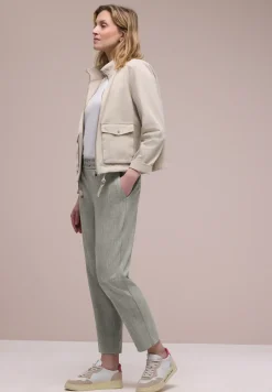 Mid Waist Slim Legs broek met gesp