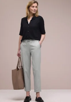 Mid Waist Slim Legs broek met gesp