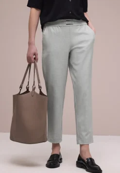 Mid Waist Slim Legs broek met gesp
