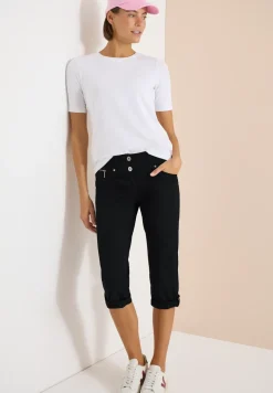 Mid Waist Slim Legs broek met omslag