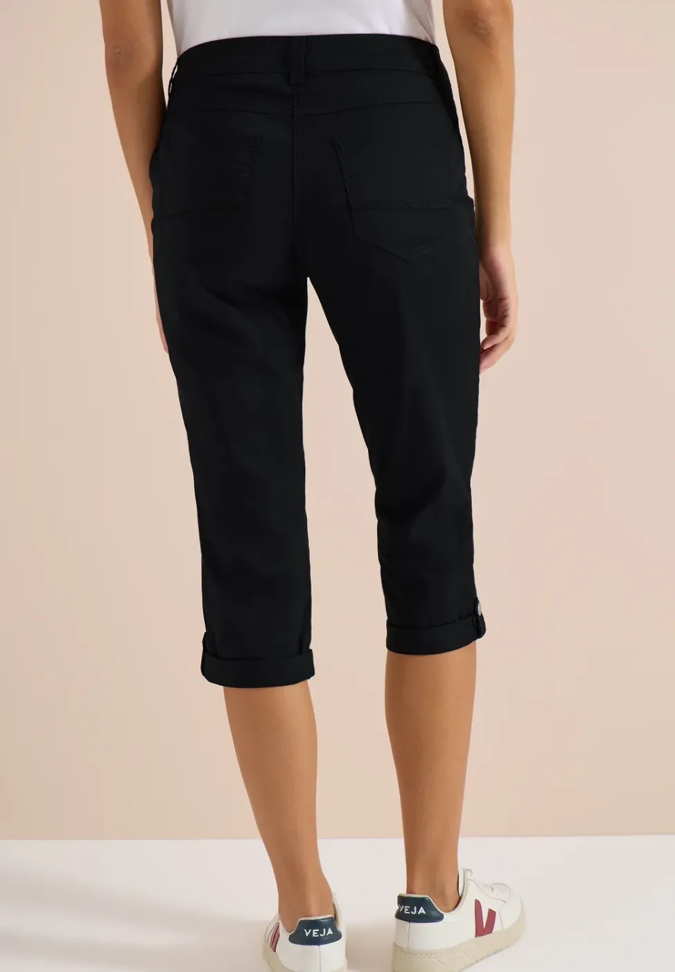 Mid Waist Slim Legs broek met omslag