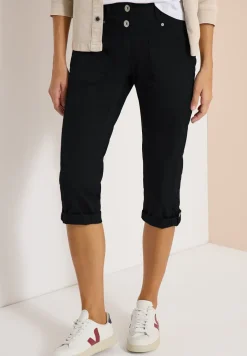Mid Waist Slim Legs broek met omslag
