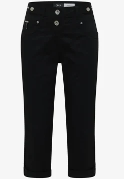 Mid Waist Slim Legs broek met omslag