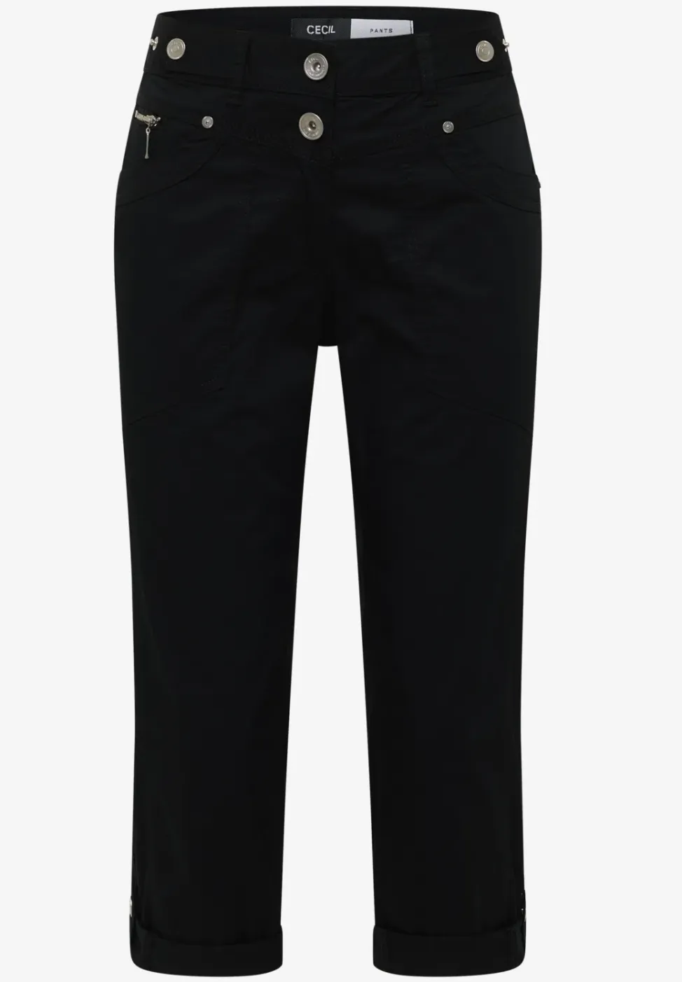 Mid Waist Slim Legs broek met omslag