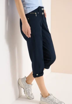 Mid Waist Slim Legs broek met omslag