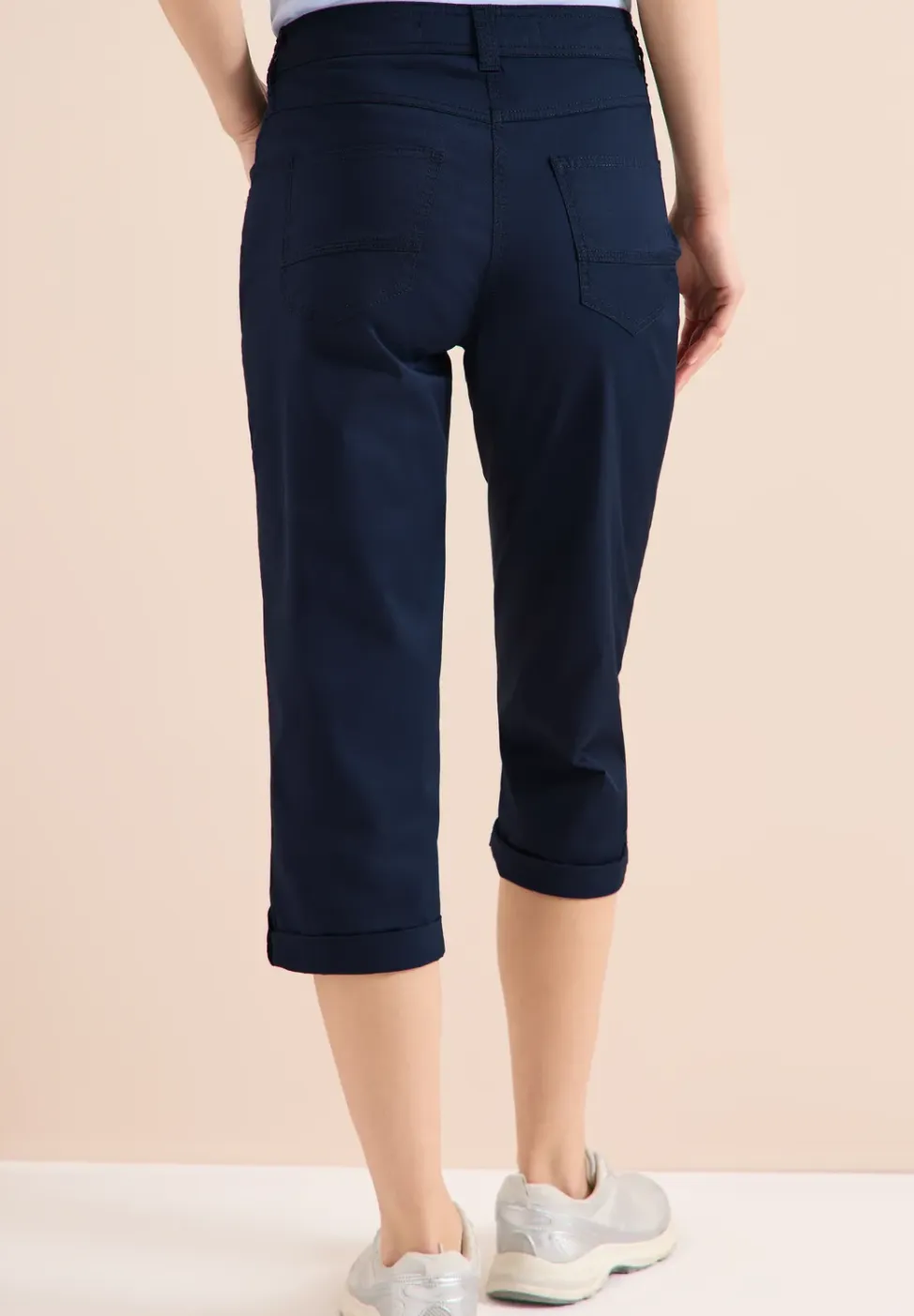 Mid Waist Slim Legs broek met omslag