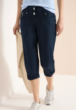 Mid Waist Slim Legs broek met omslag