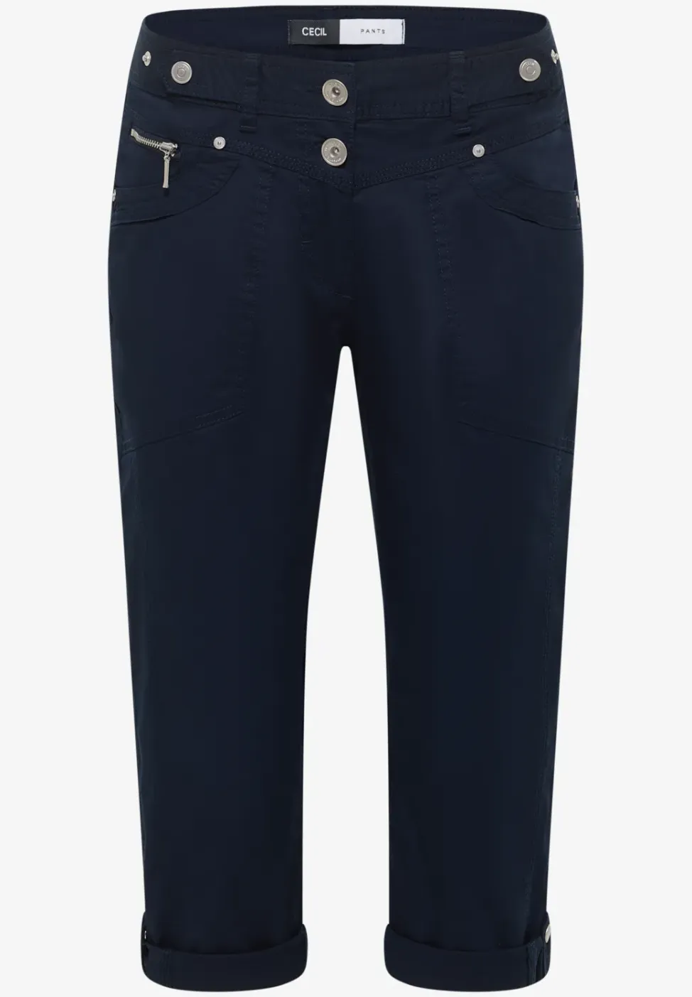 Mid Waist Slim Legs broek met omslag