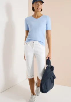Mid Waist Slim Legs broek met omslag