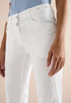 Mid Waist Slim Legs broek met omslag