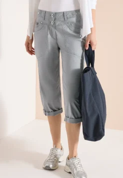 Mid Waist Slim Legs broek met omslag