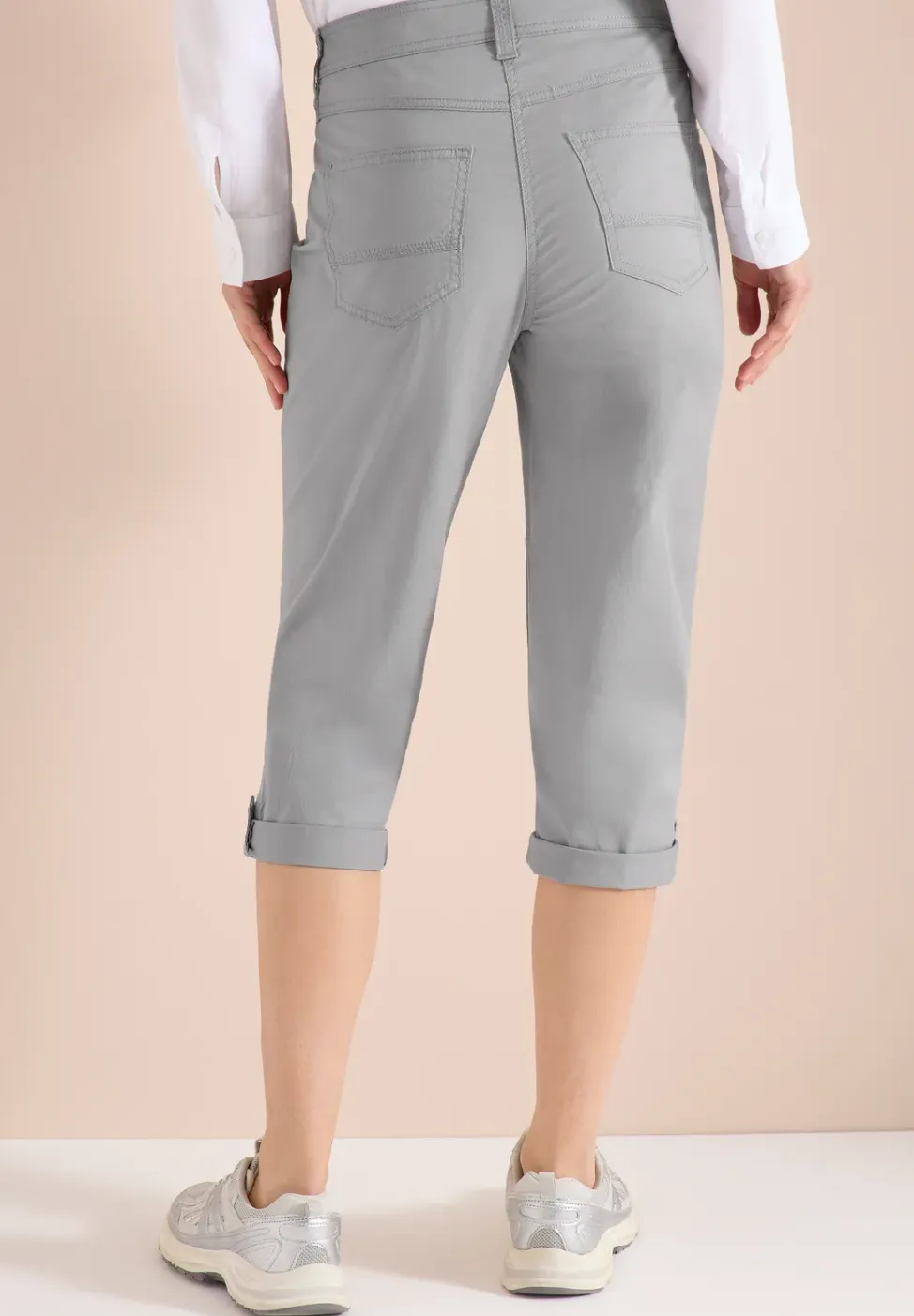 Mid Waist Slim Legs broek met omslag