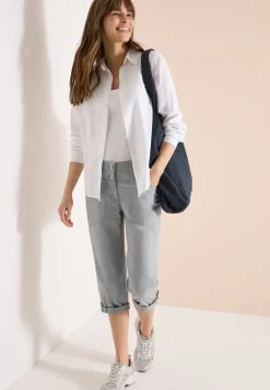 Mid Waist Slim Legs broek met omslag
