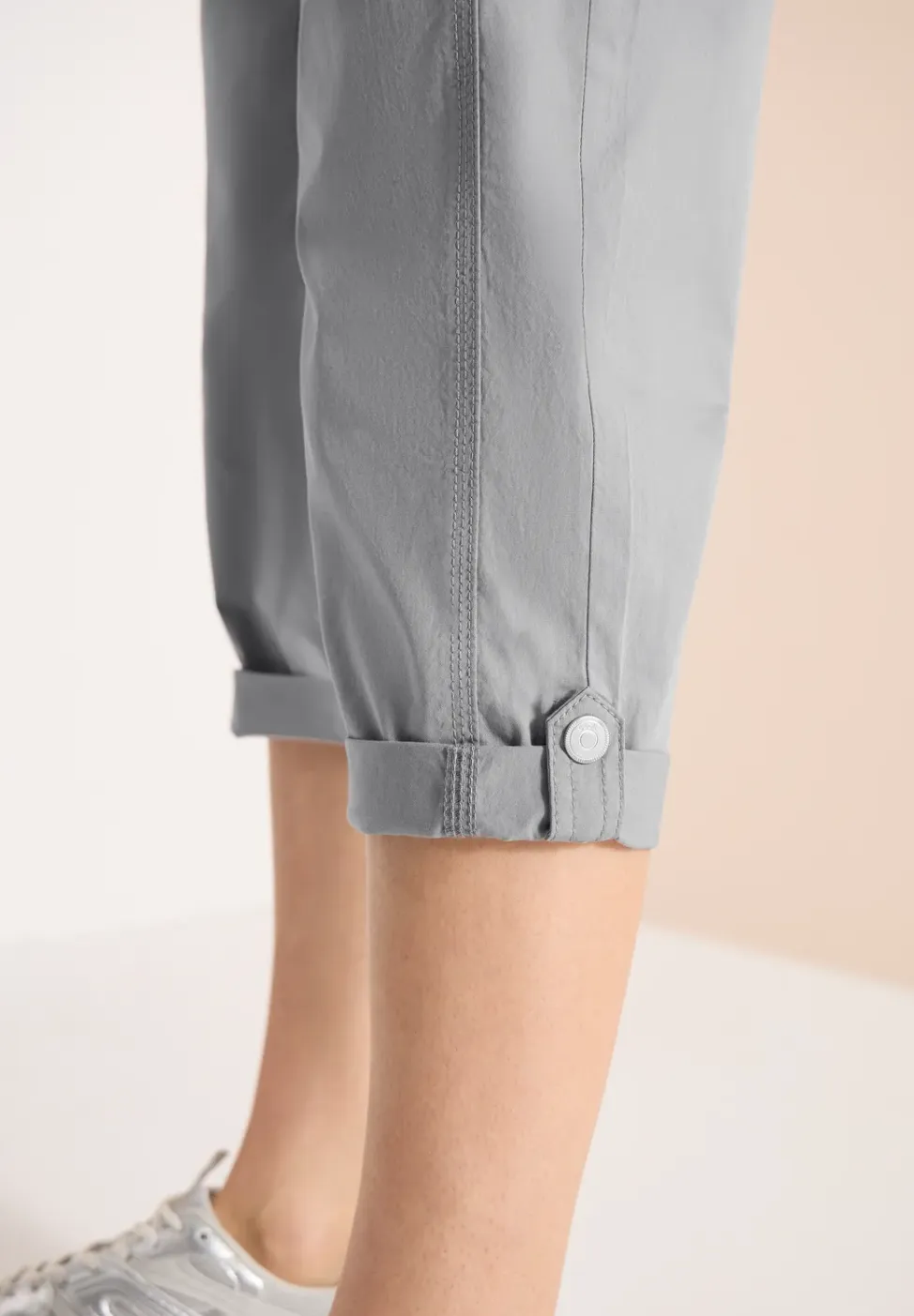 Mid Waist Slim Legs broek met omslag