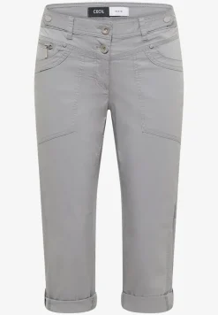 Mid Waist Slim Legs broek met omslag