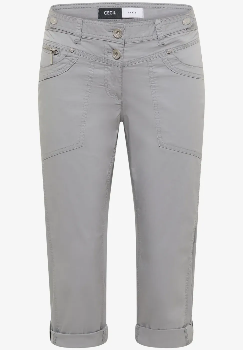 Mid Waist Slim Legs broek met omslag