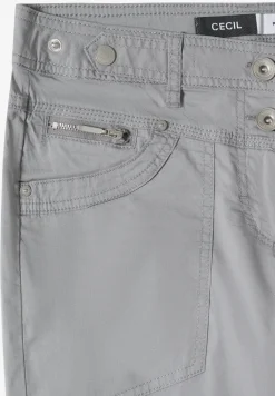 Mid Waist Slim Legs broek met omslag