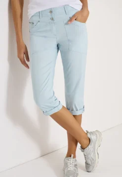 Mid Waist Slim Legs broek met omslag