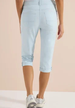 Mid Waist Slim Legs broek met omslag