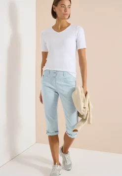 Mid Waist Slim Legs broek met omslag