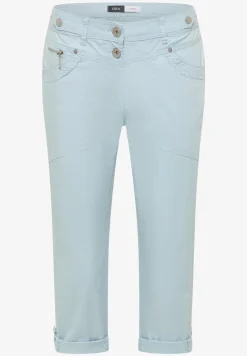 Mid Waist Slim Legs broek met omslag