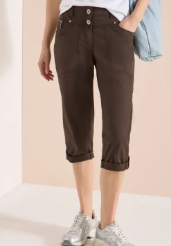Mid Waist Slim Legs broek met omslag