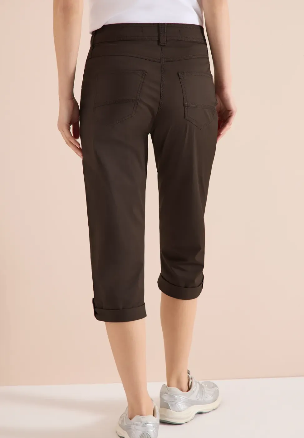 Mid Waist Slim Legs broek met omslag