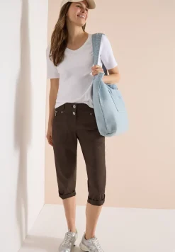 Mid Waist Slim Legs broek met omslag