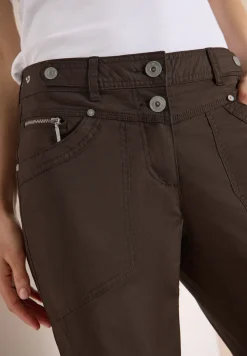 Mid Waist Slim Legs broek met omslag