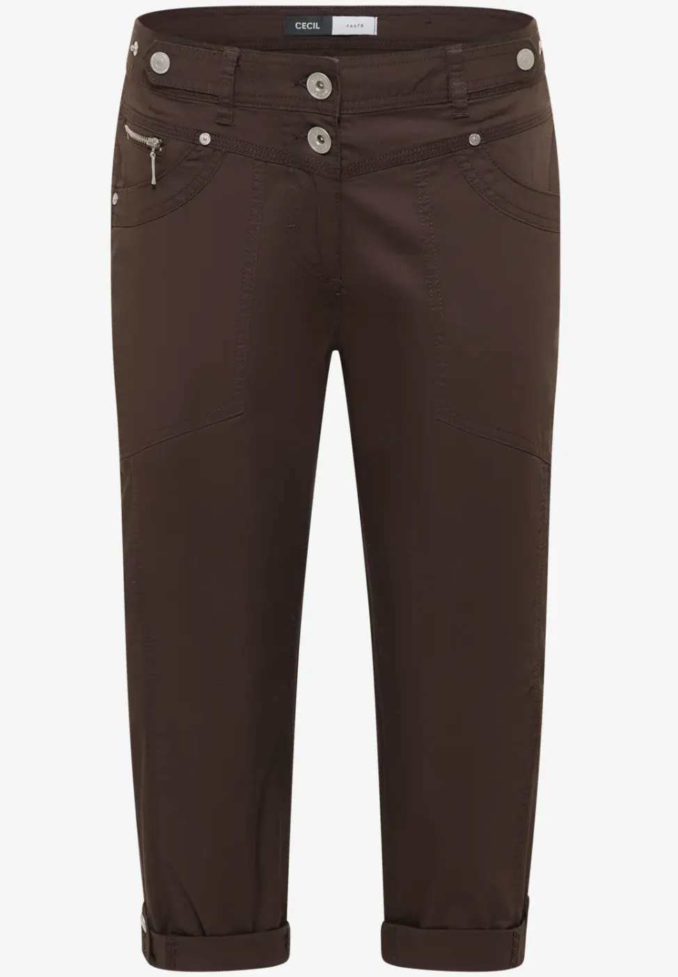 Mid Waist Slim Legs broek met omslag
