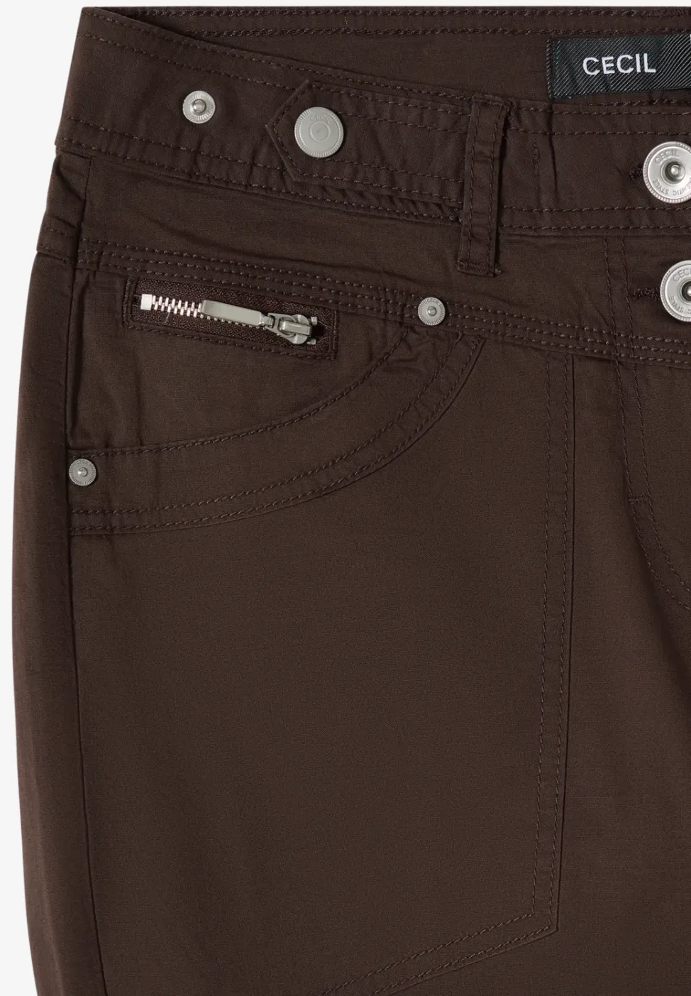 Mid Waist Slim Legs broek met omslag