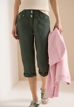 Mid Waist Slim Legs broek met omslag