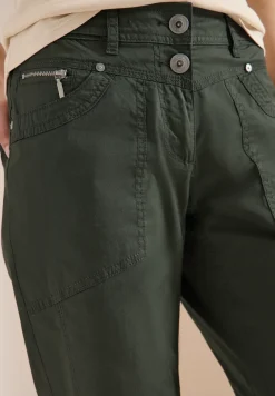 Mid Waist Slim Legs broek met omslag