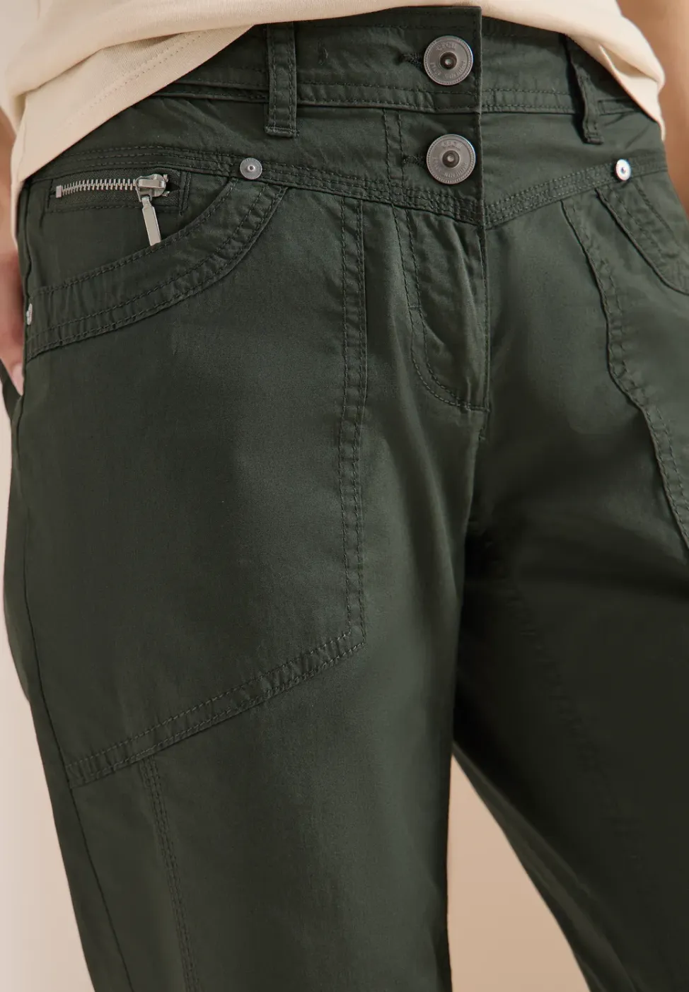 Mid Waist Slim Legs broek met omslag
