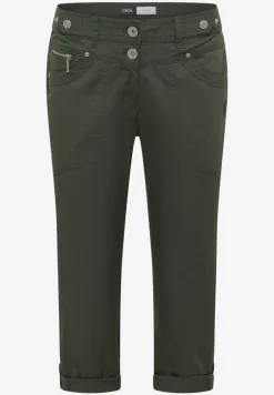 Mid Waist Slim Legs broek met omslag