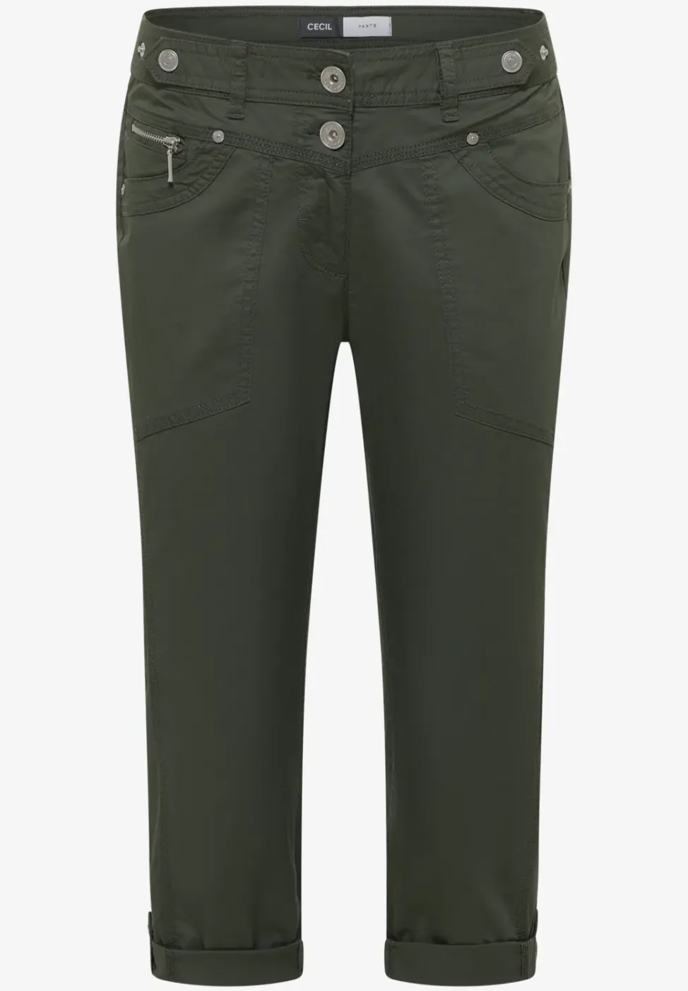 Mid Waist Slim Legs broek met omslag