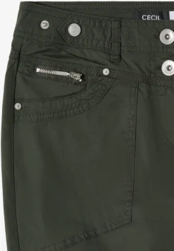 Mid Waist Slim Legs broek met omslag
