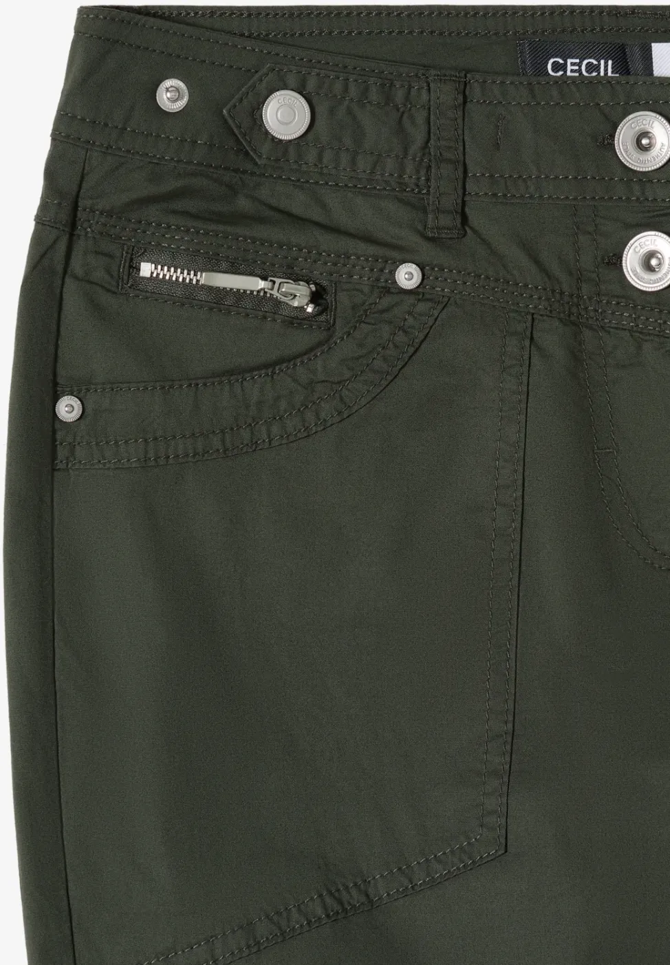 Mid Waist Slim Legs broek met omslag