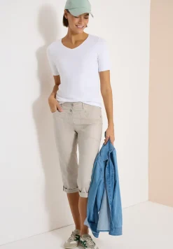 Mid Waist Slim Legs broek met omslag