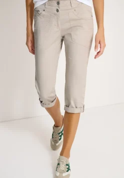 Mid Waist Slim Legs broek met omslag
