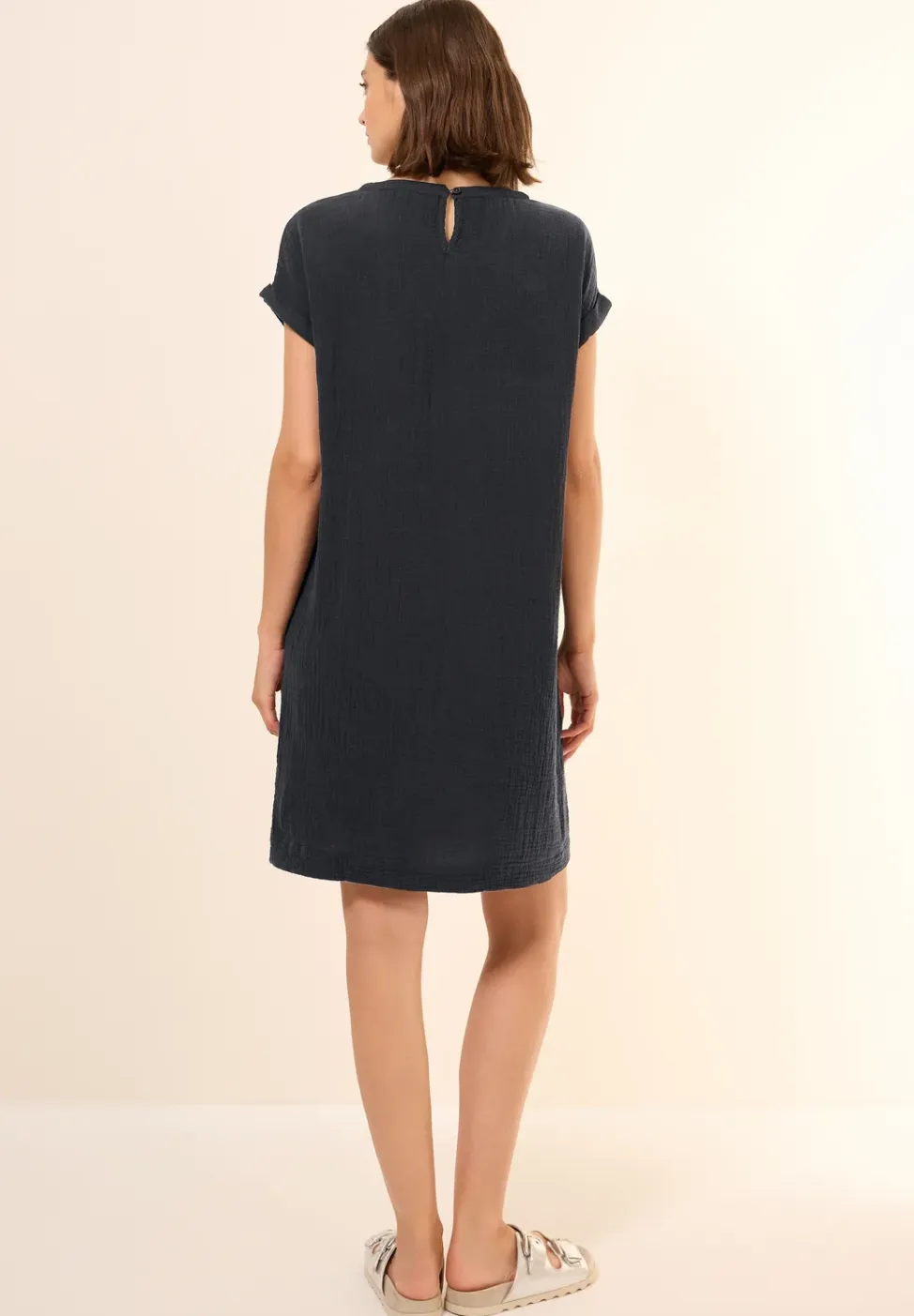 Mousseline jurk in effen kleur