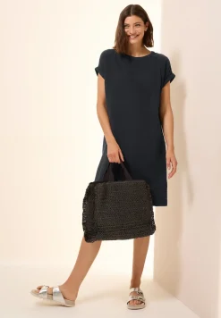 Mousseline jurk in effen kleur