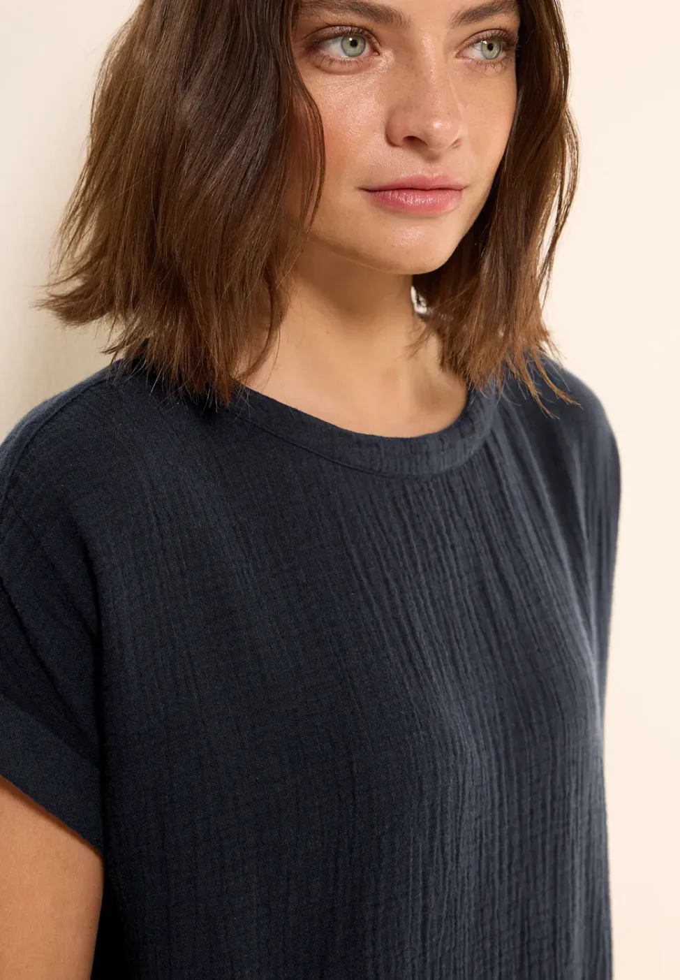 Mousseline jurk in effen kleur